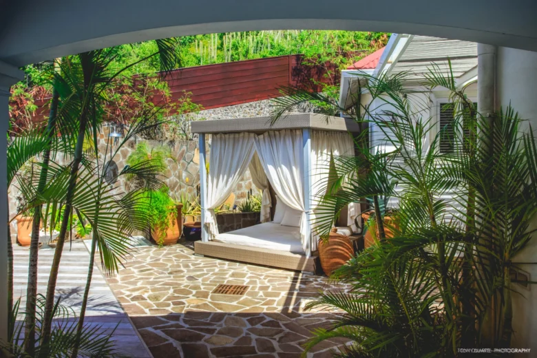 Outdoor daybed at Villa Xanadu, St. Barts.